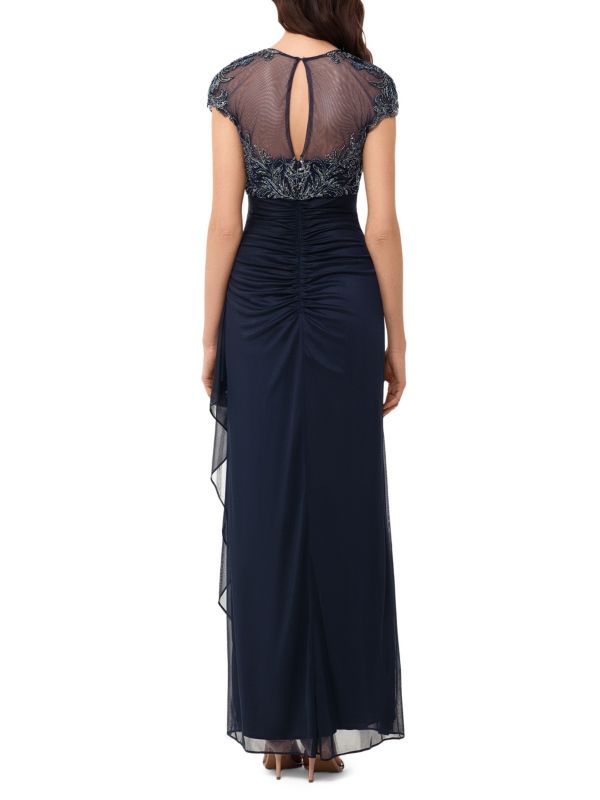 XSCAPE - Sheer Illusion Beaded Dress