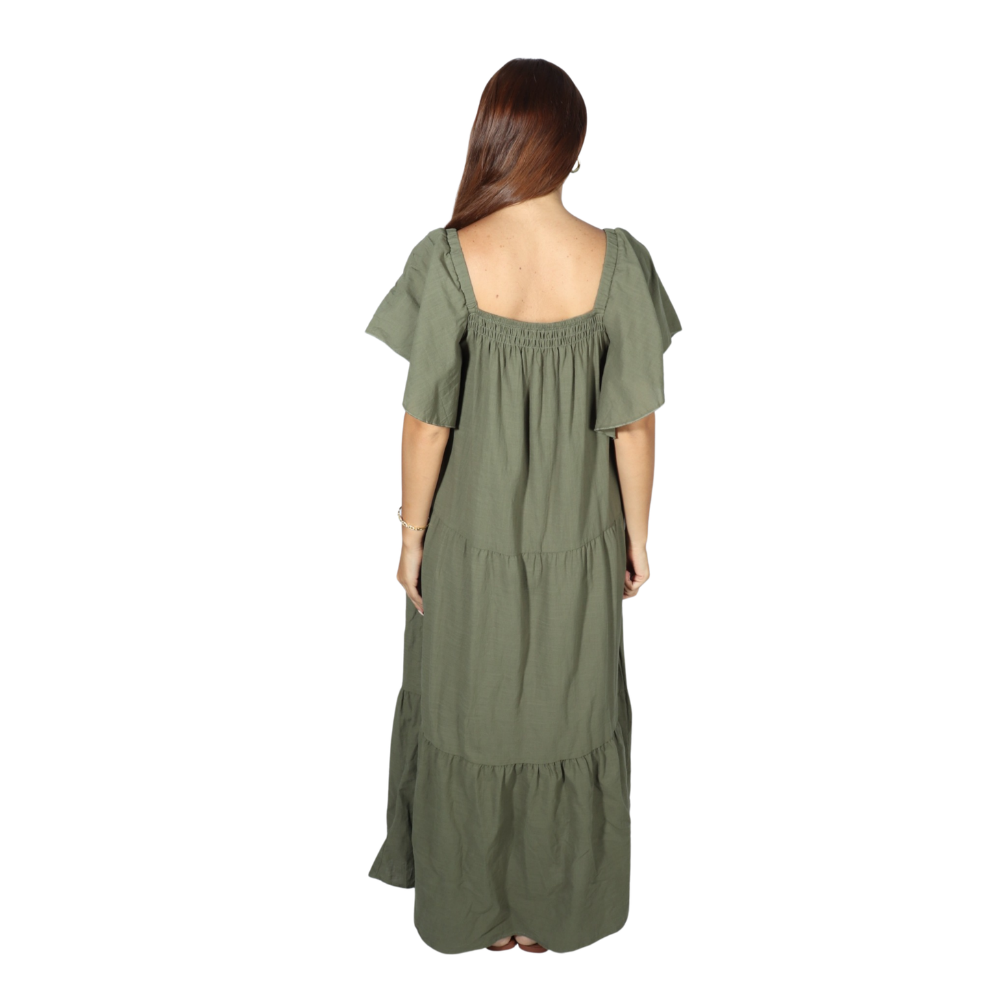 SHEIN - Butterfly Sleeve Shirred Dress