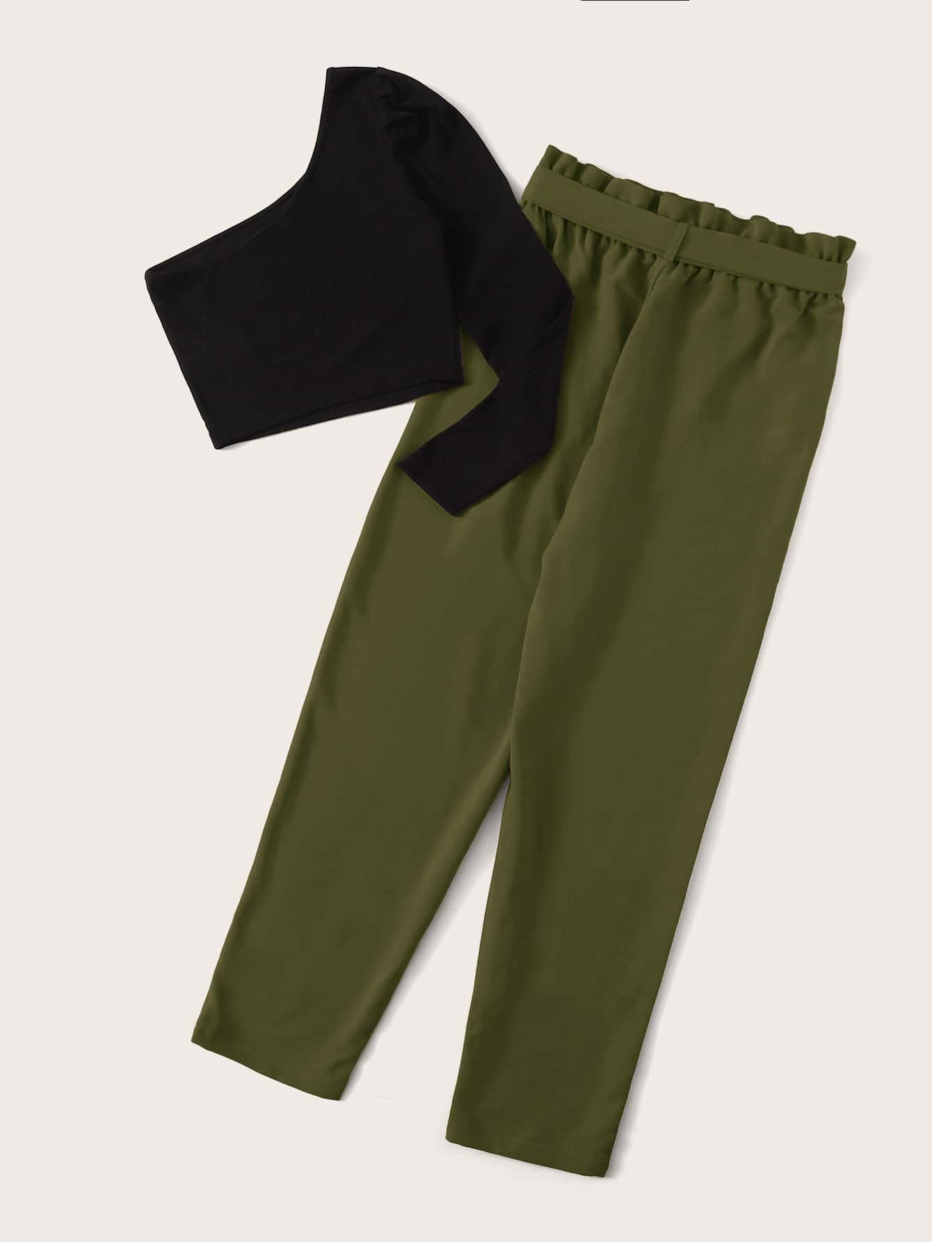 SHEIN - Belted Paper Pocket Pants
