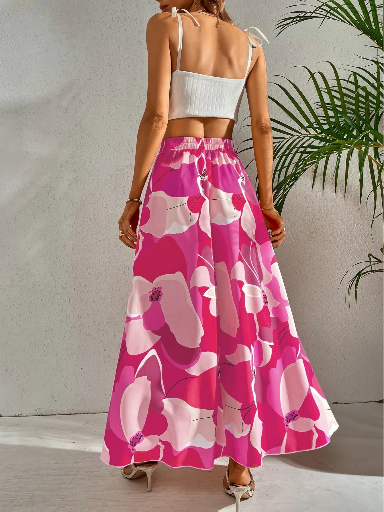 SHEIN - Floral Print A-Line Skirt