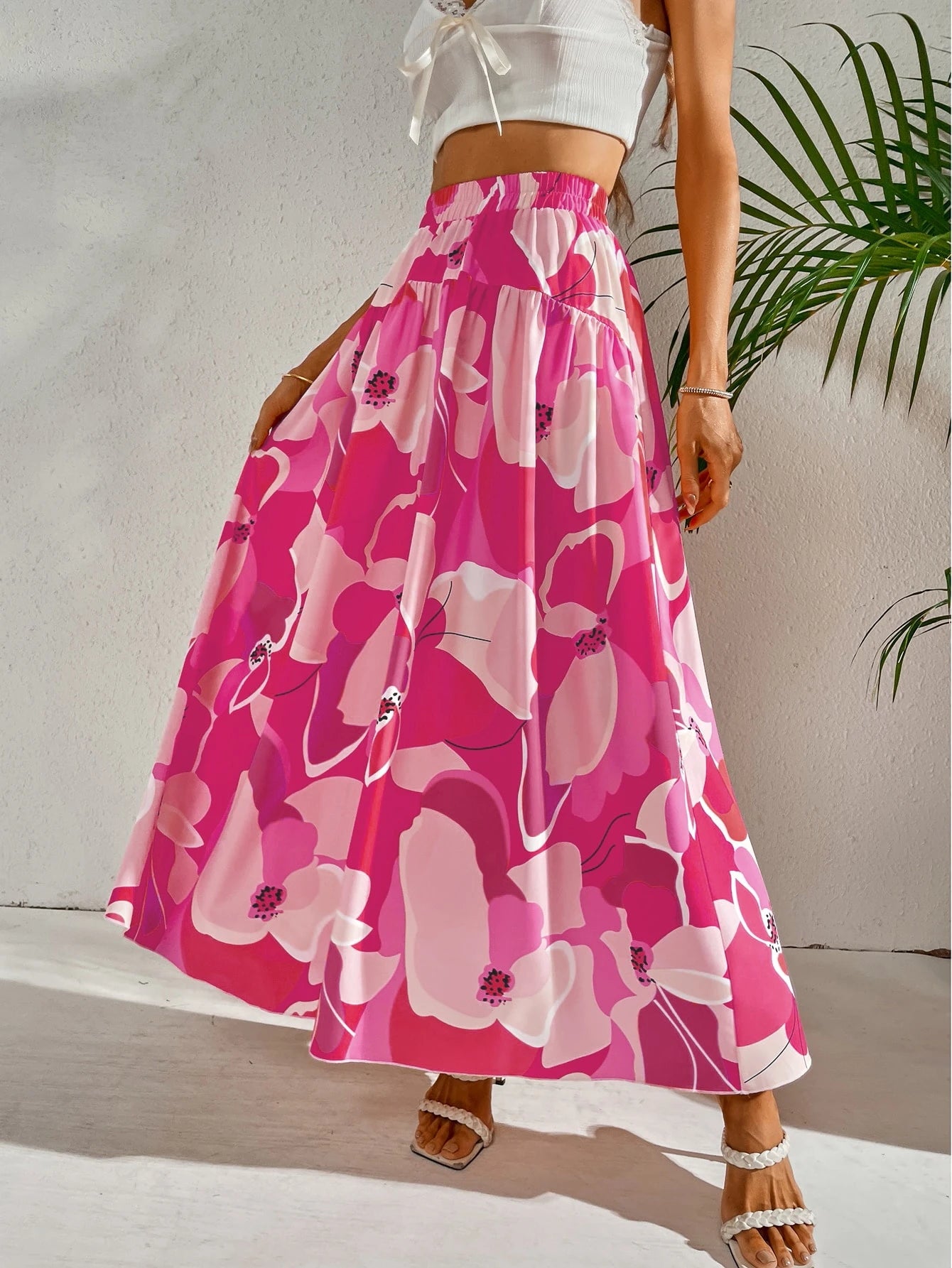 SHEIN - Floral Print A-Line Skirt