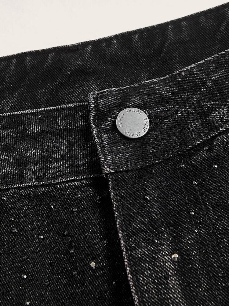 SHEIN - Rhinestone Detail Skinny Jeans