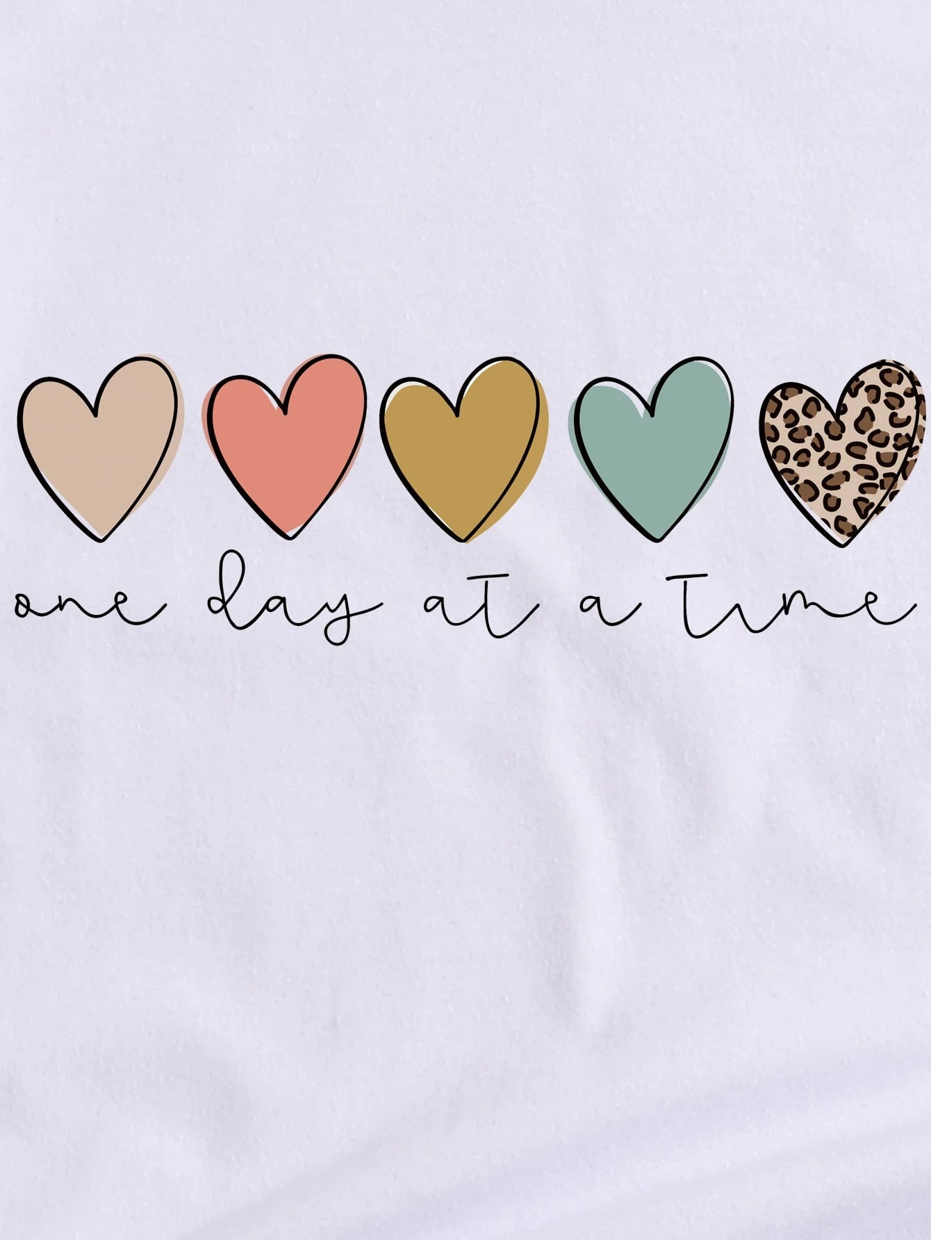 SHEIN - Heart Print "One Day at a Time" T-Shirt