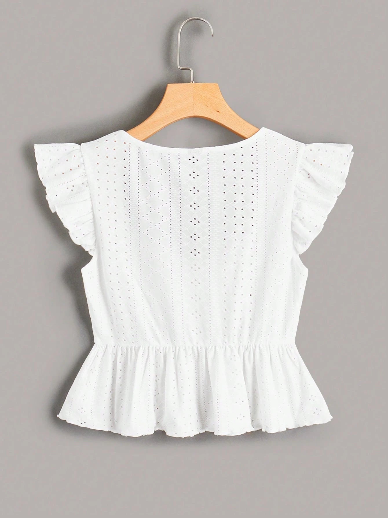 SHEIN - Butterfly Sleeve Drawstring Peplum Schiffy Blouse