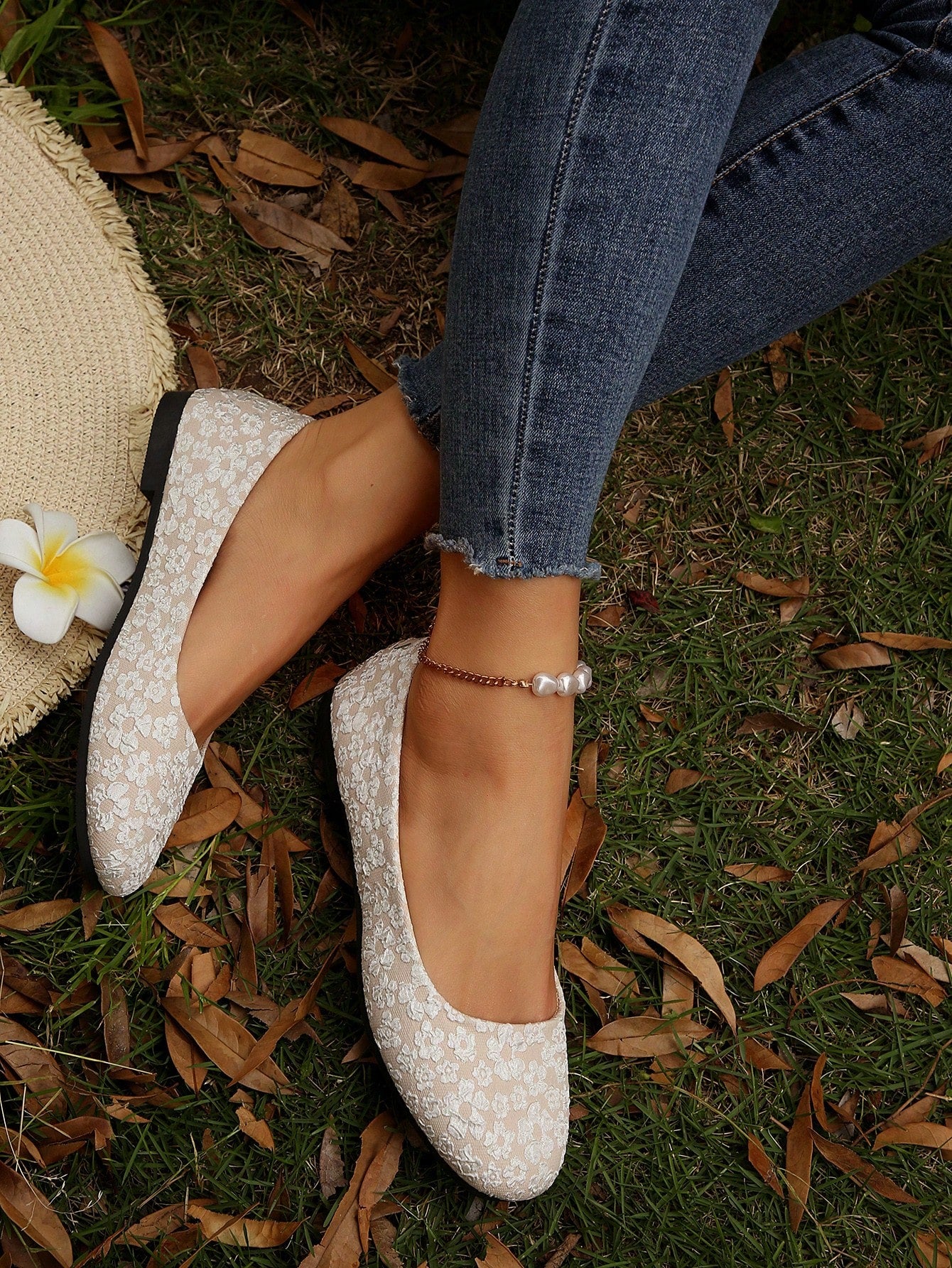 SHEIN - Fashion Outdoor Canvas Floral Pattern Ballet Flat Shoe