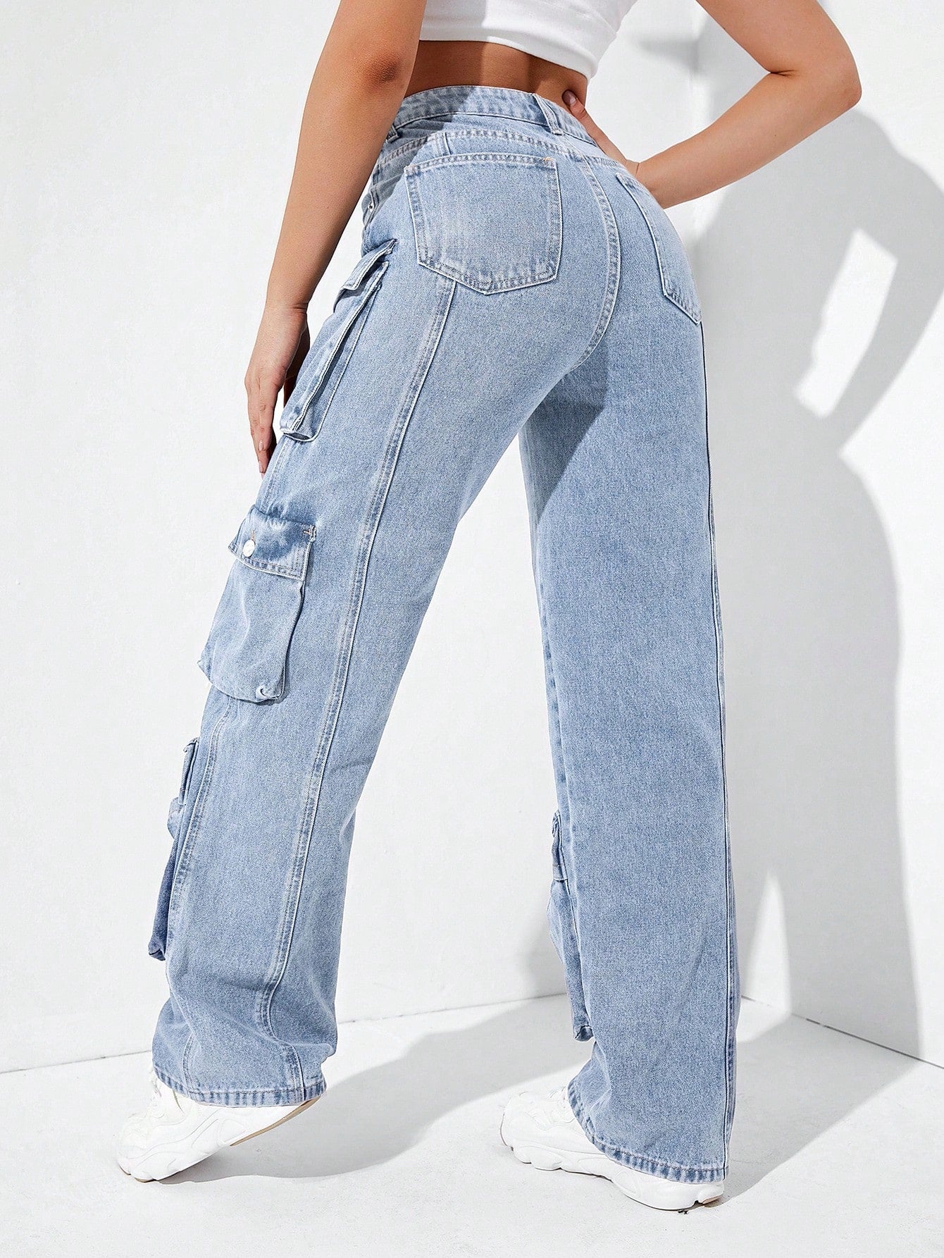 SHEIN - Flap Pockets Cargo Jeans