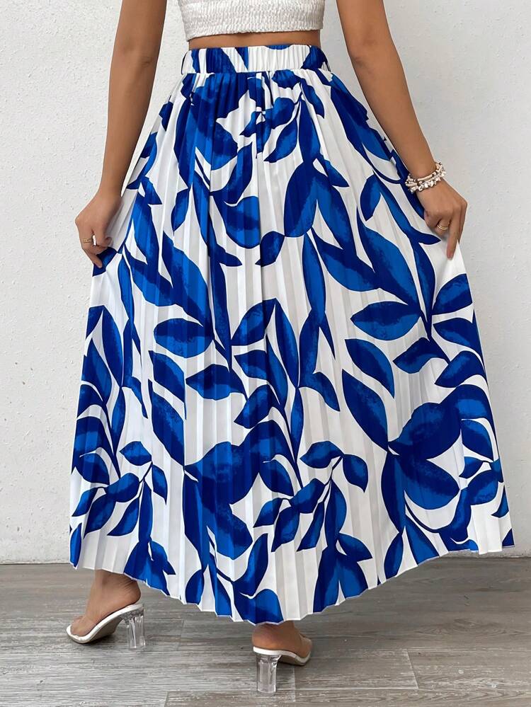 SHEIN - Fashionable Leaf Print Skirt