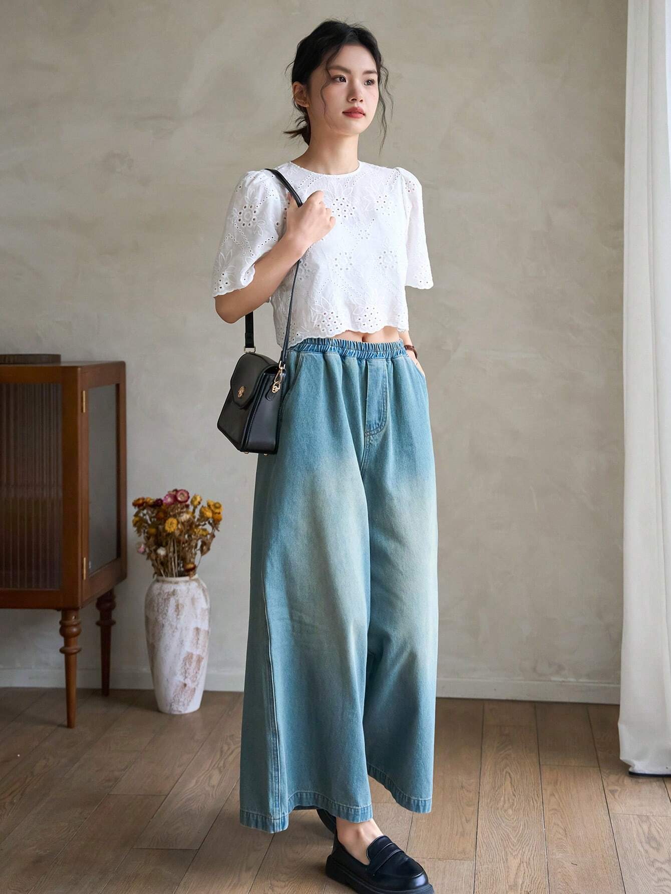 SHEIN - Embroidered Crop Tops