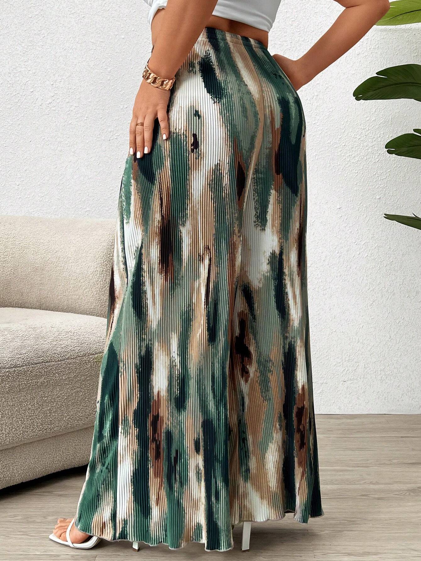 SHEIN - Wide Leg Print High Waist Pant