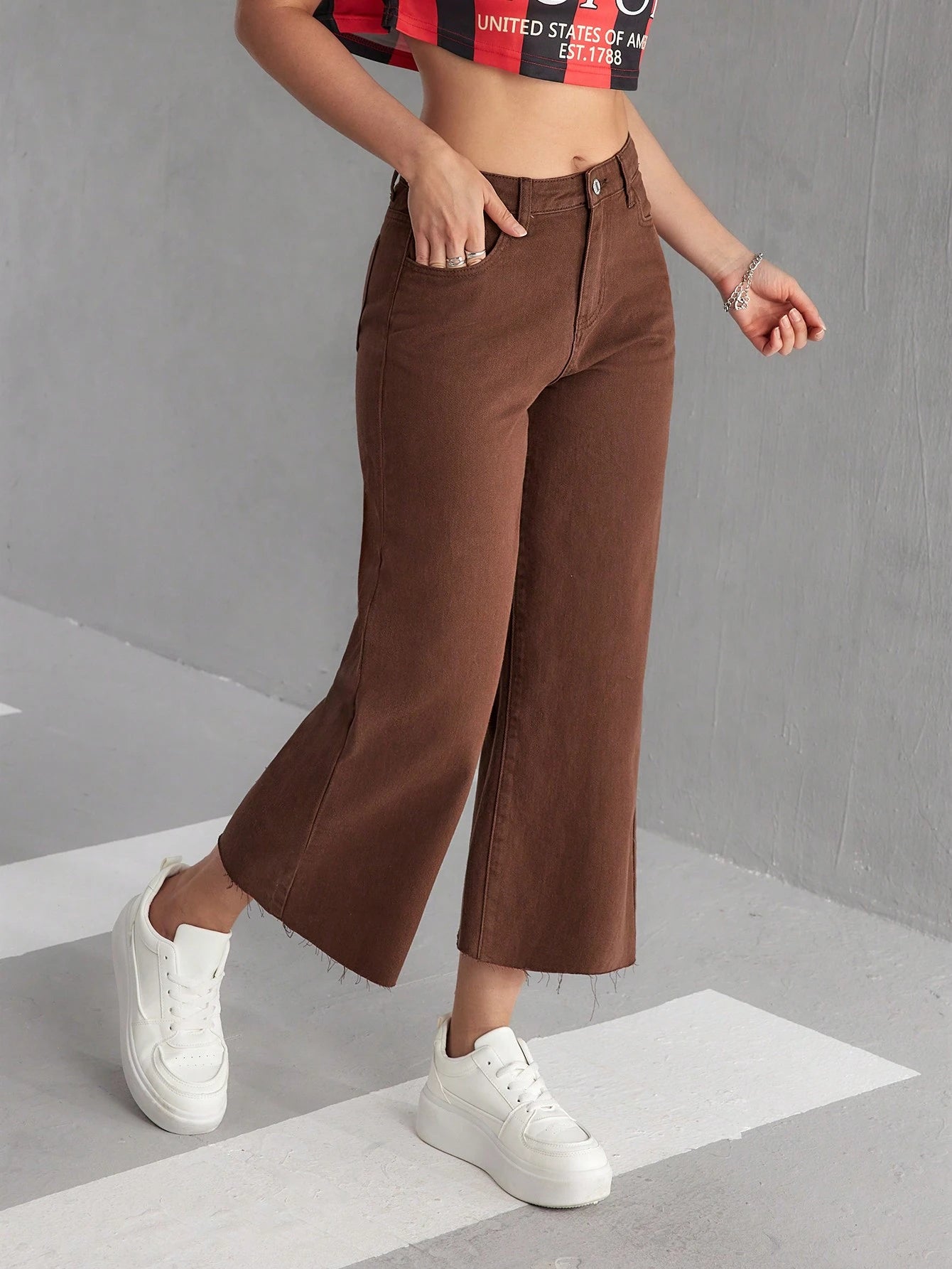 SHEIN - Casual Solid 7/8 Vintage Jeans