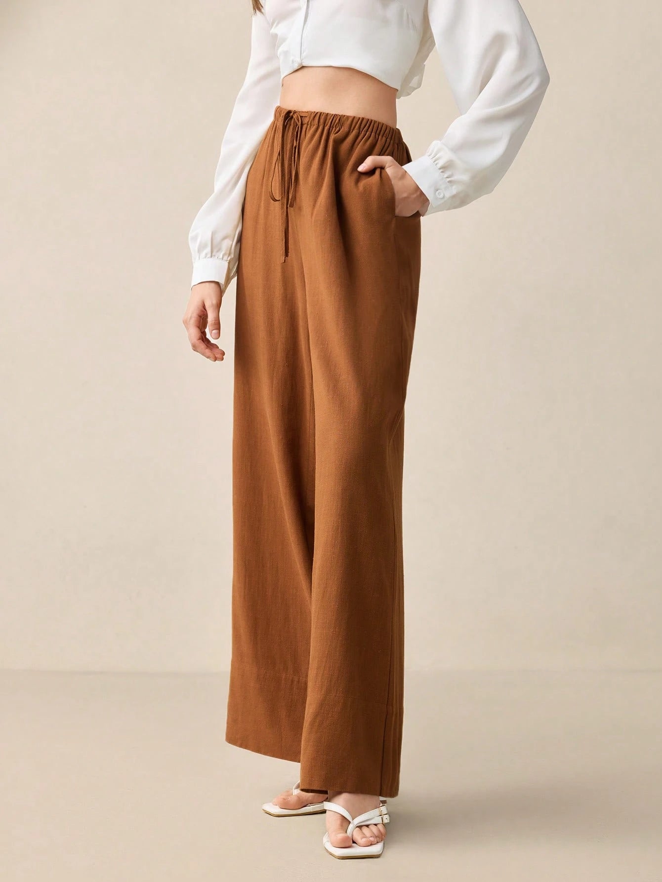 SHEIN - Pants with adjustable elastic waist