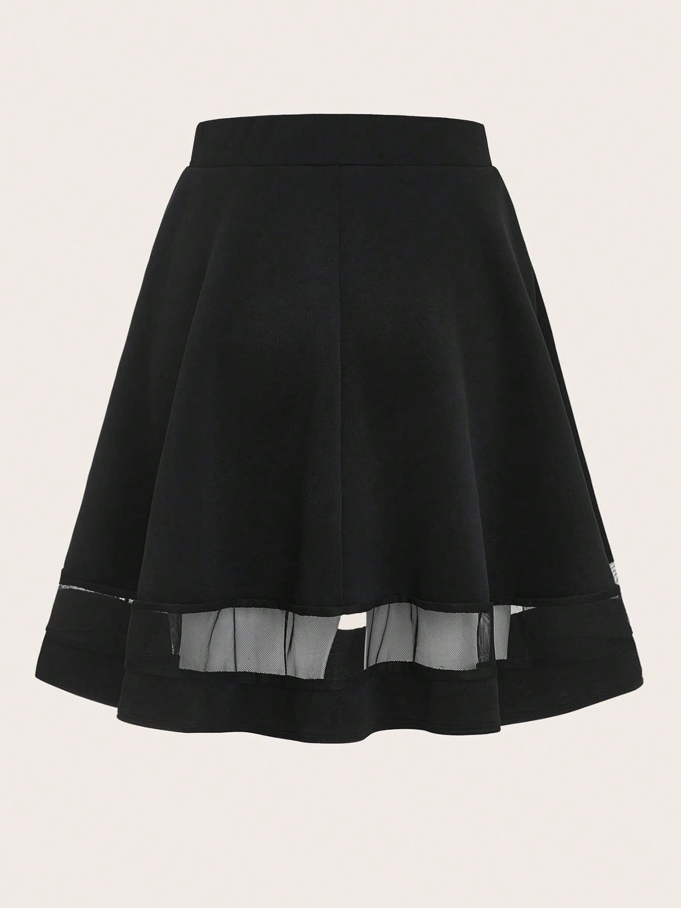 SHEIN - wide-leg skirt with mesh insert and wide waist