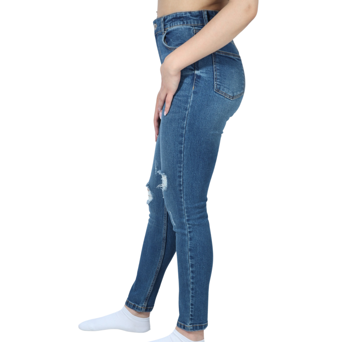 ALCOTT - Cotton distressed denim pants slim