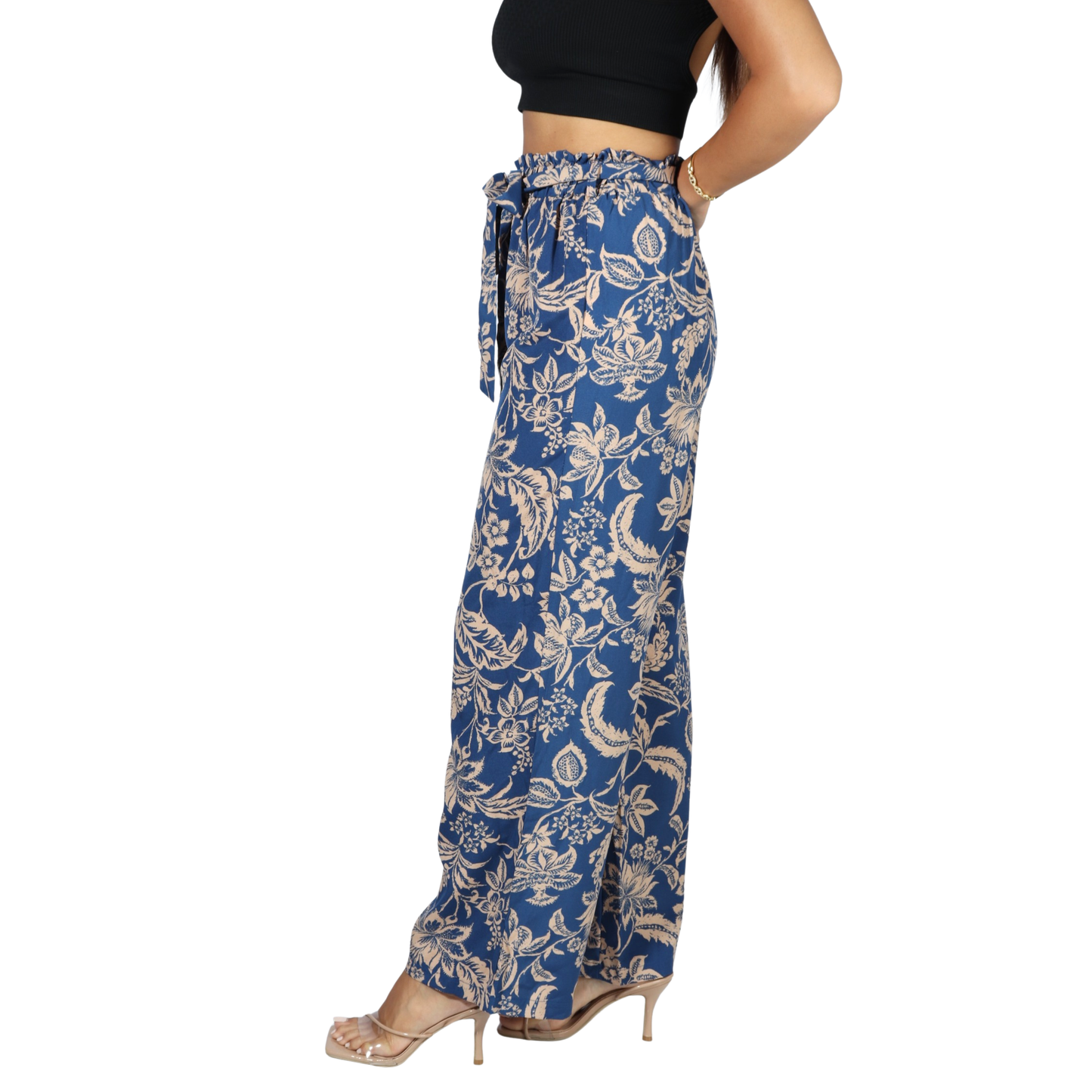 SHEIN - Floral Print Casual Wide Leg Pants