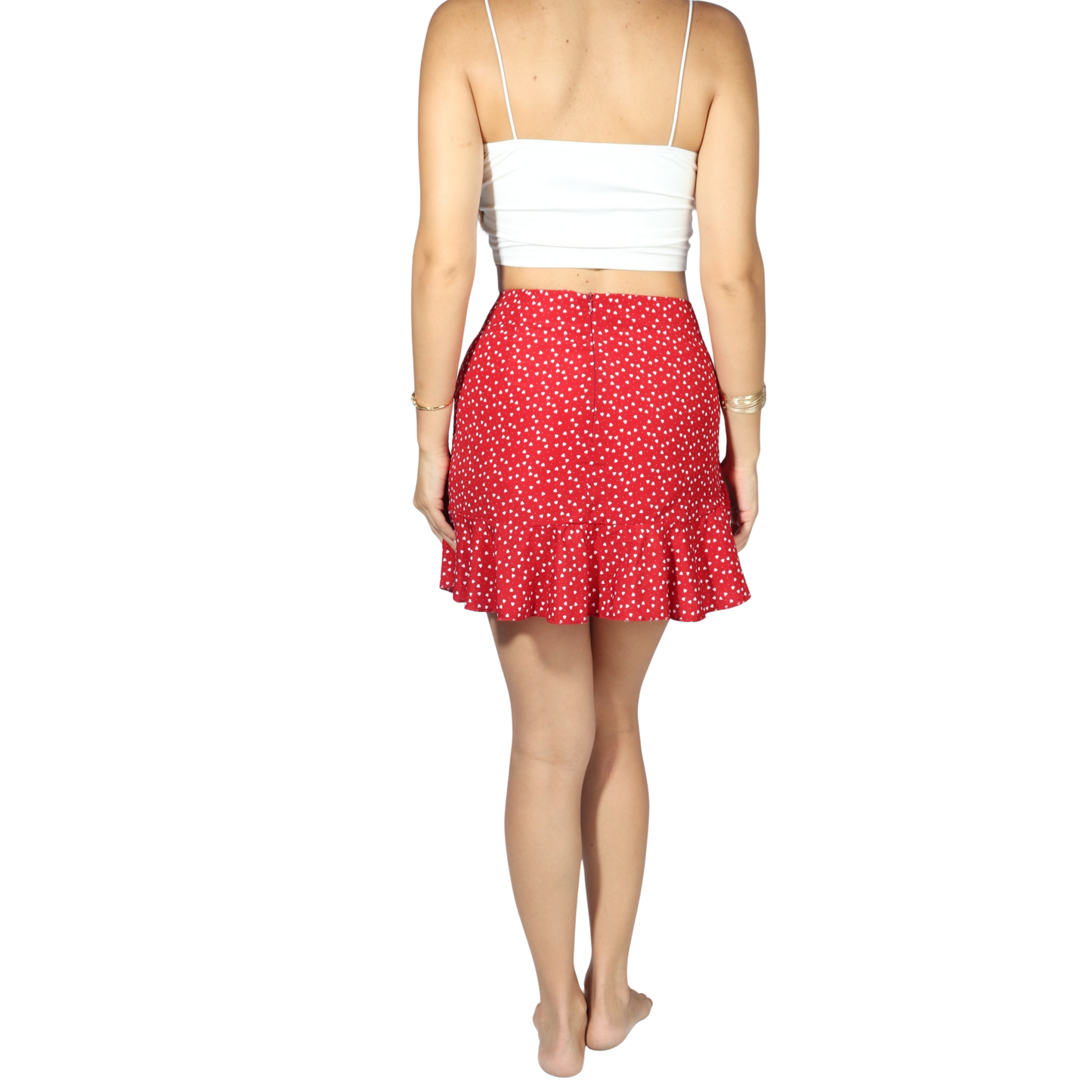 SHEIN - Heart Pattern Side Tie Pleated Skirt