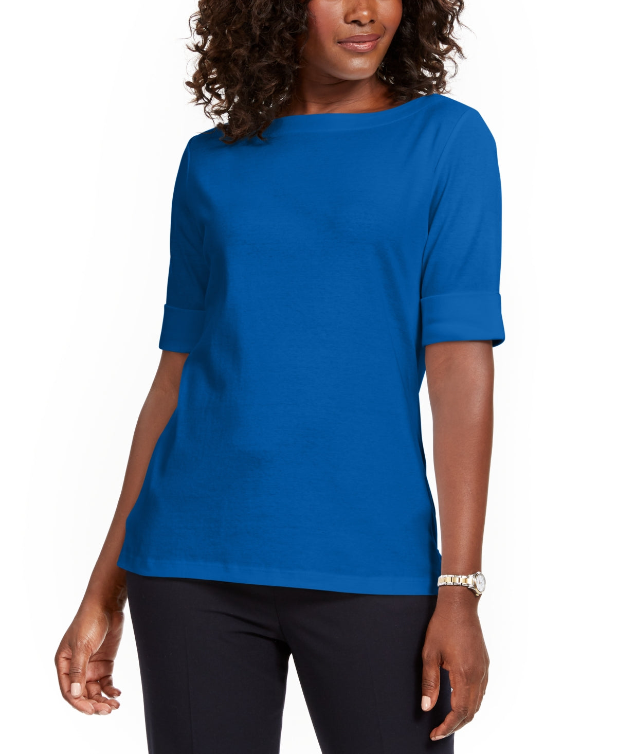 KAREN SCOTT - Cotton Elbow-Sleeve T-Shirt
