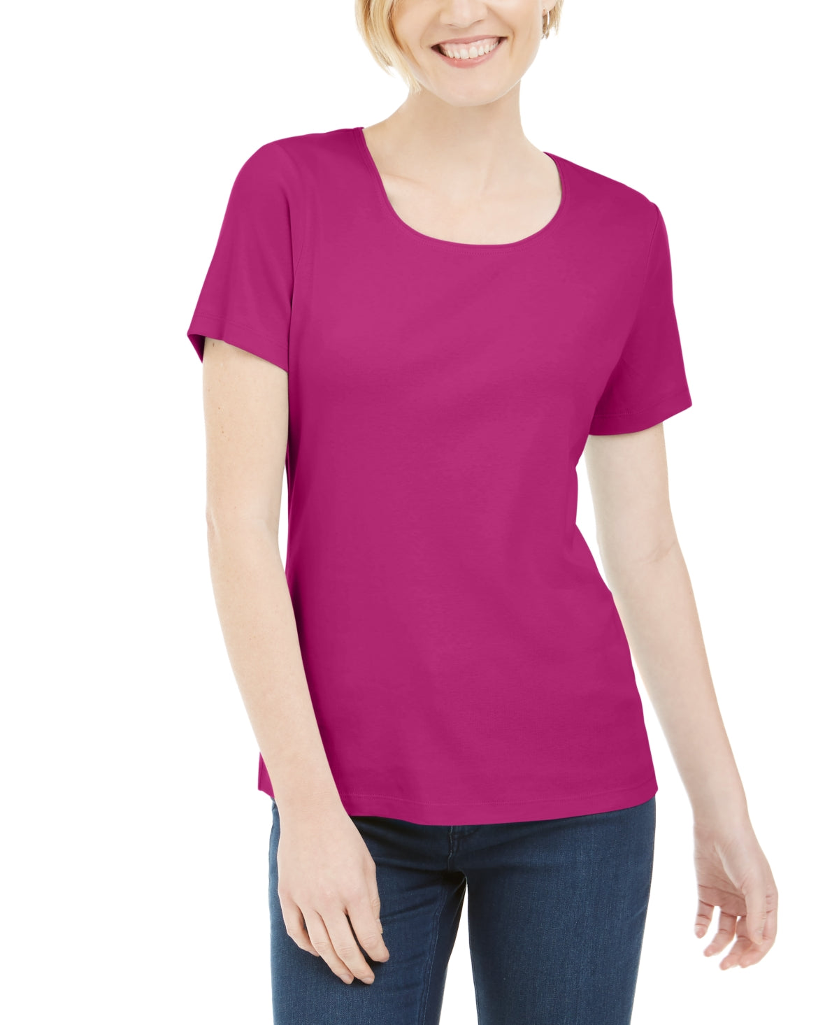 KAREN SCOTT - Short Sleeve Scoop Neck Top