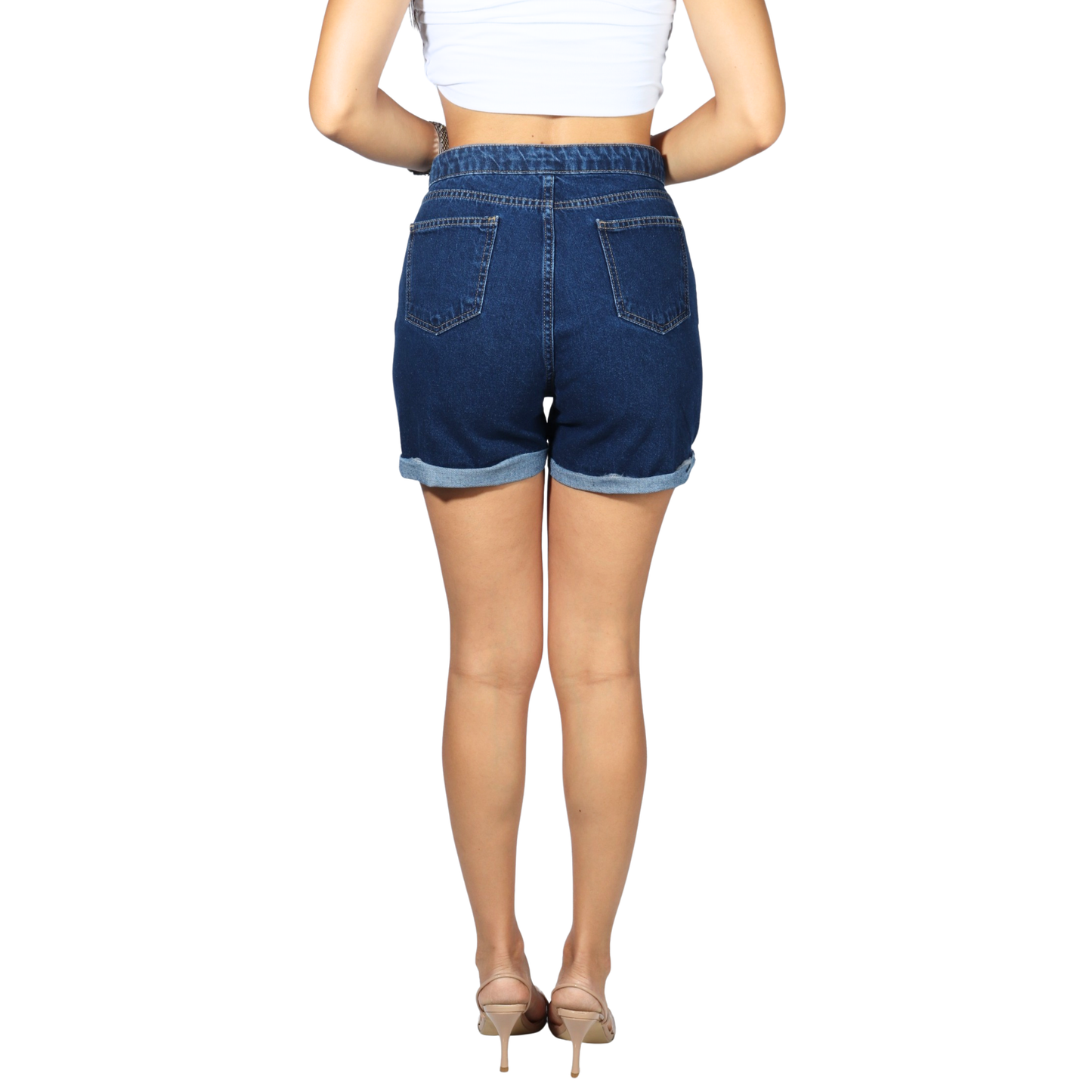 SHEIN - High Waist Roll Up Hem Denim Shorts