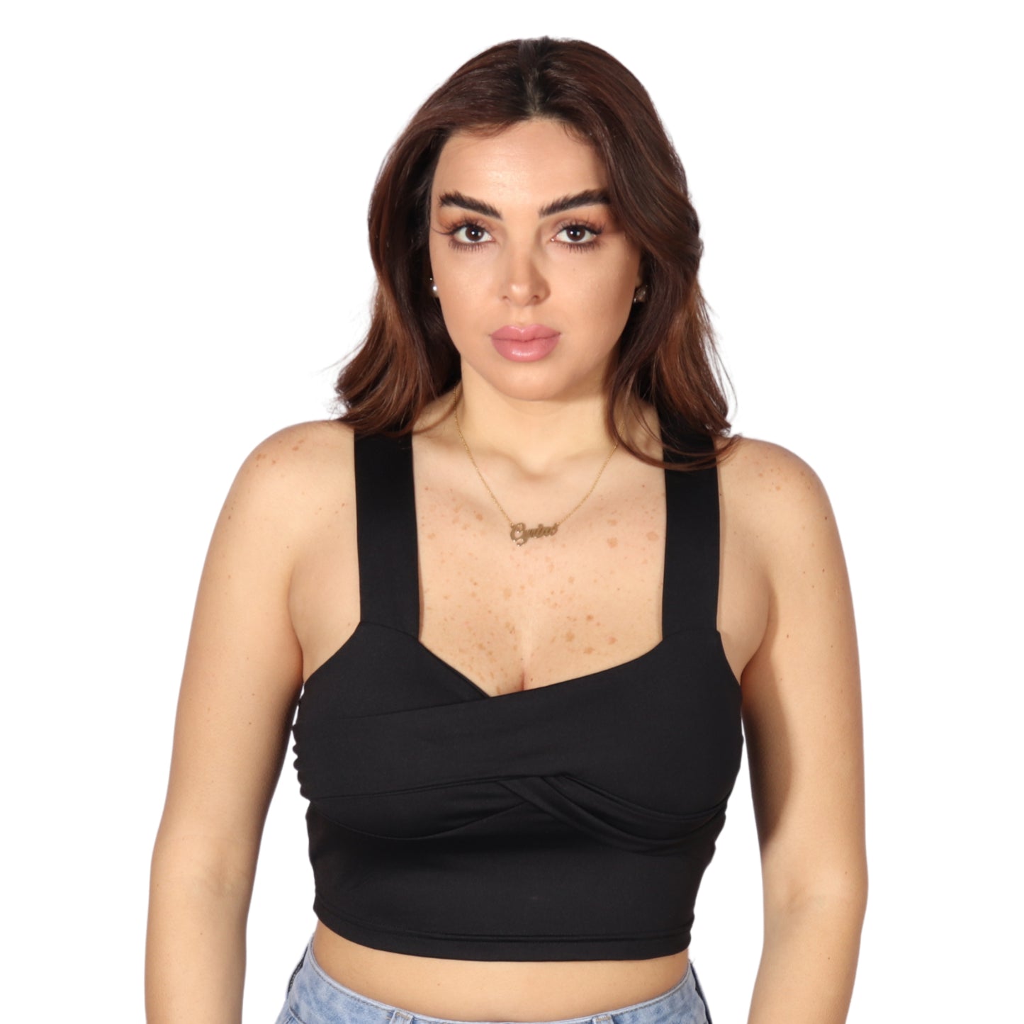 SHEIN - Front Pleated Wide Belted Top