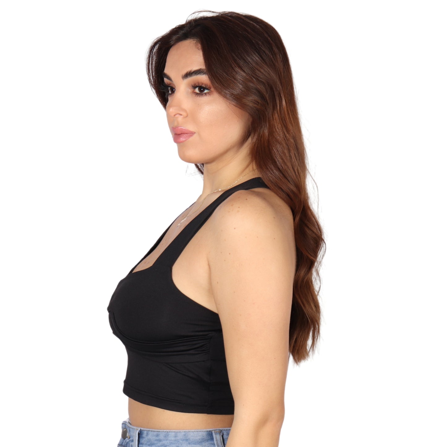SHEIN - Front Pleated Wide Belted Top