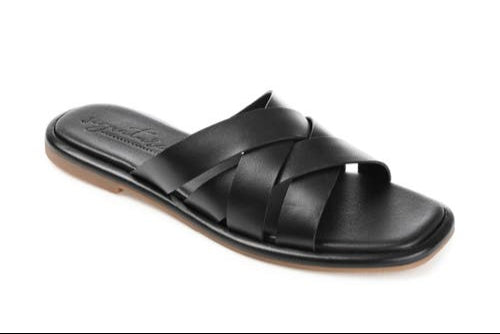 JOURNEE COLLECTION - Parker Leather Square Toe Slide Slipper