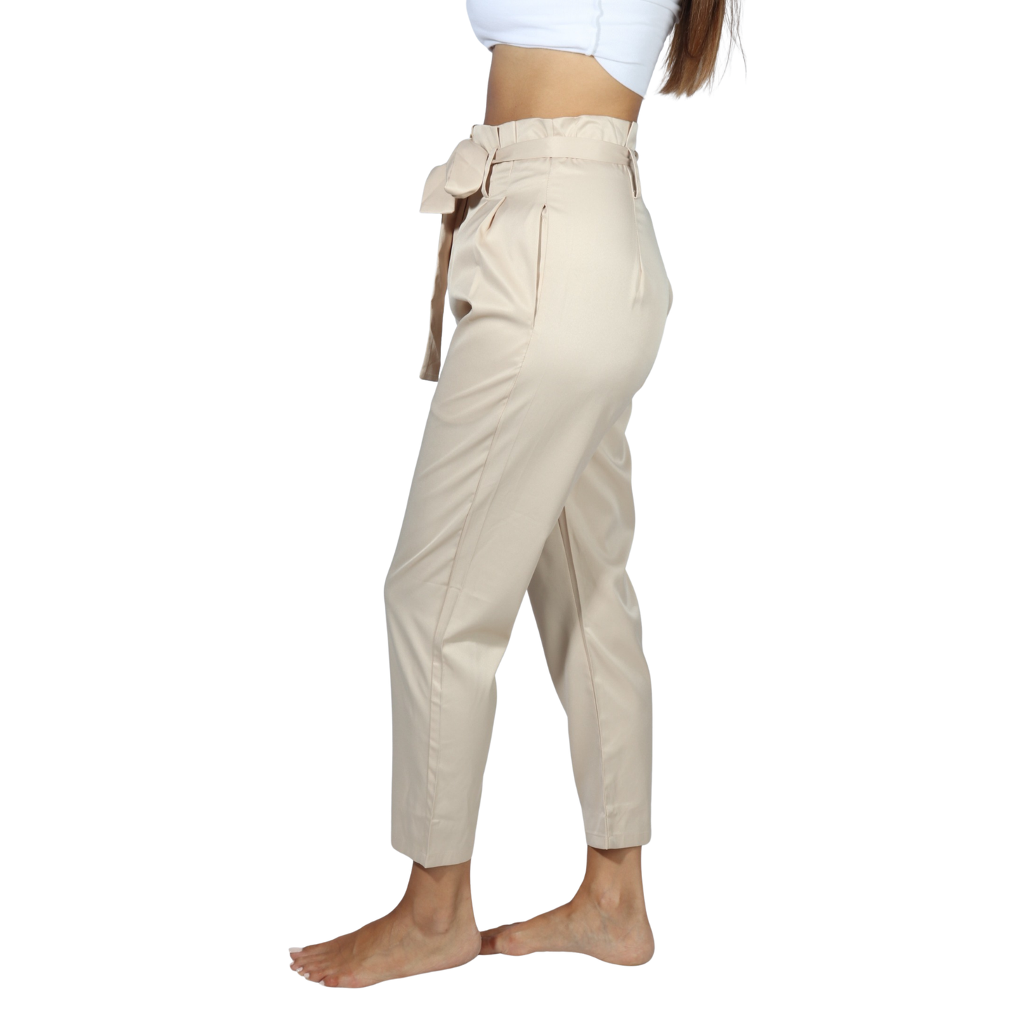SHEIN - Belted Pants with Paperbag Ruffle Waist