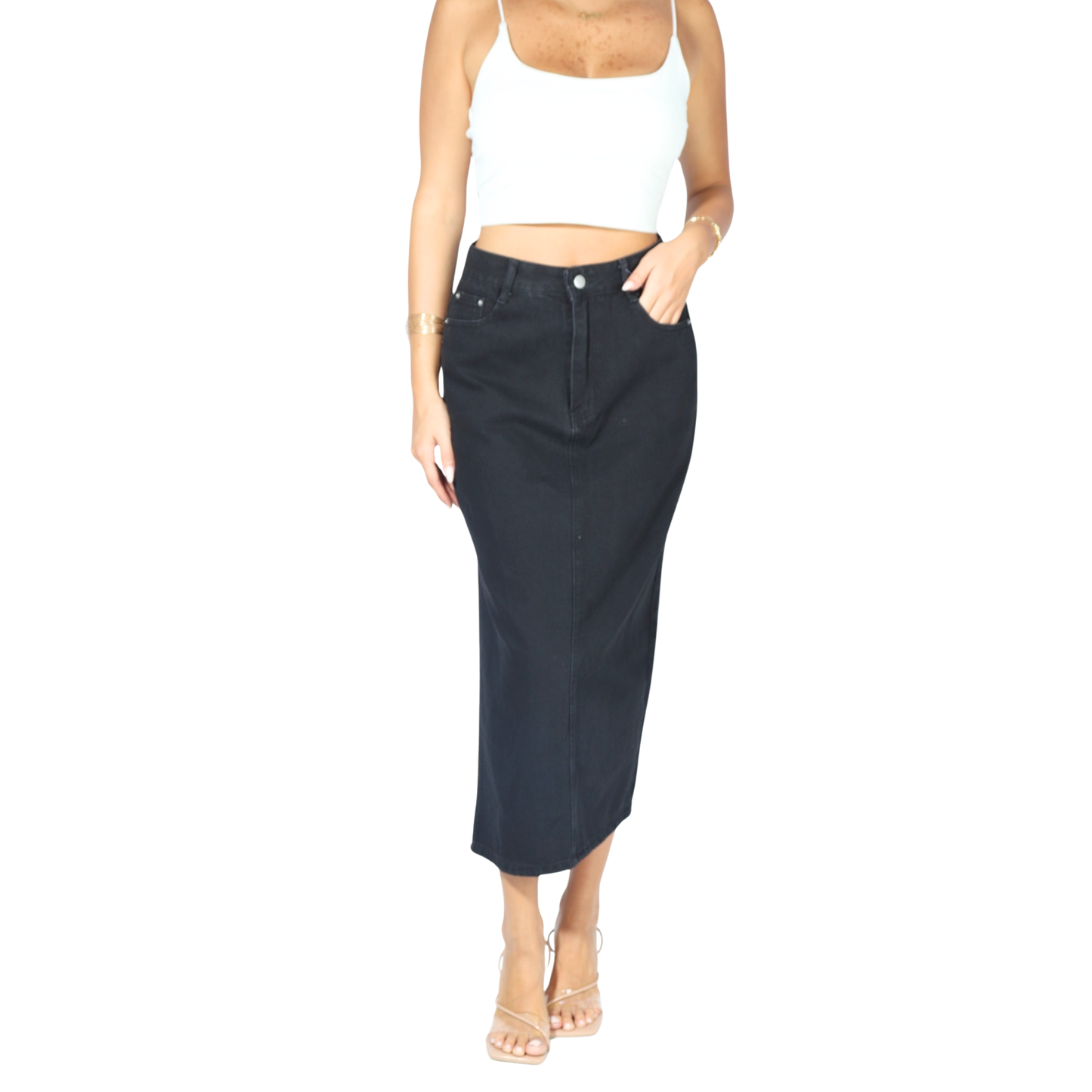 SHEIN - Solid Distressed Skirt