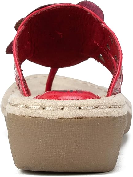 WHITE MOUNTAIN - Faux Leather Laser Cut Thong Slippers