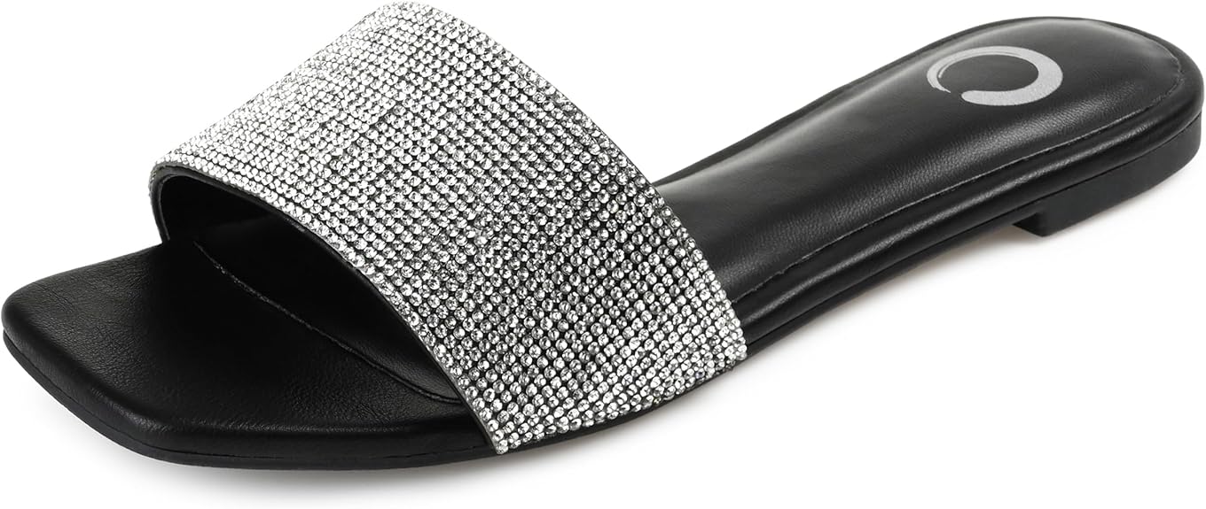 JOURNEE COLLECTION - Embellished Slip On Slide Sandals