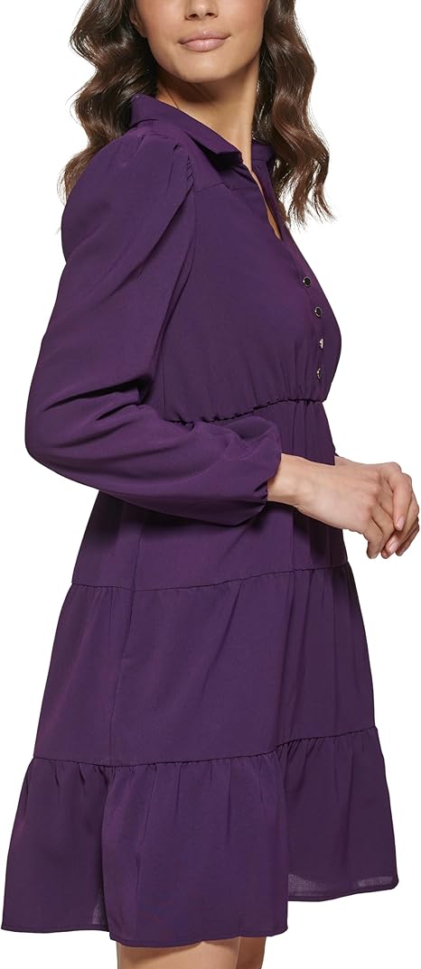 KENSIE - Collared Tiered Shift Dress