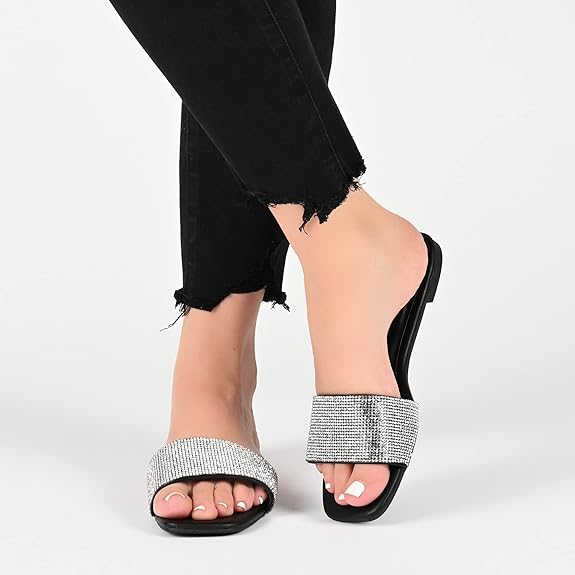 JOURNEE COLLECTION - Embellished Slip On Slide Sandals