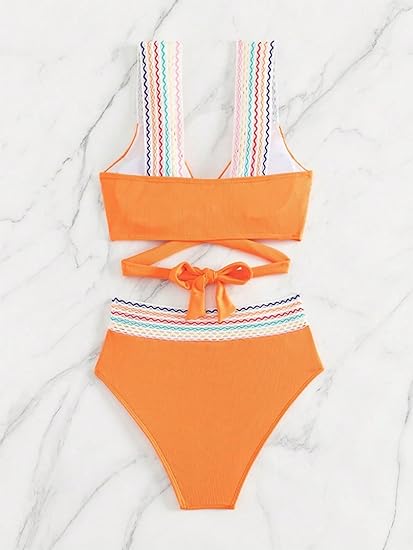 SHEIN - Ribbed Cross Swimwear Two Pieces