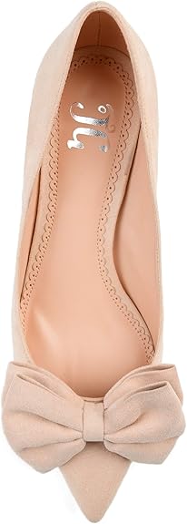 JOURNEE COLLECTION - Pointed Toe Bow Pump Heel