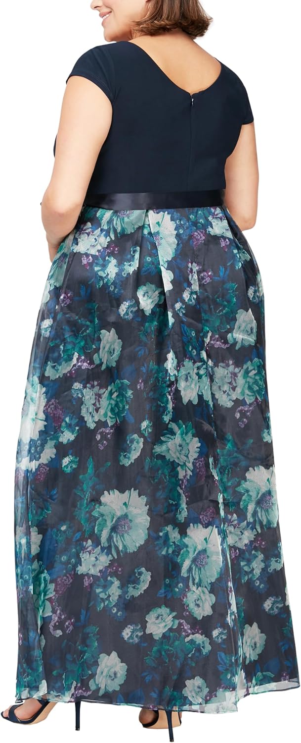 SLNY - Plus Cap Sleeve Floral Dress