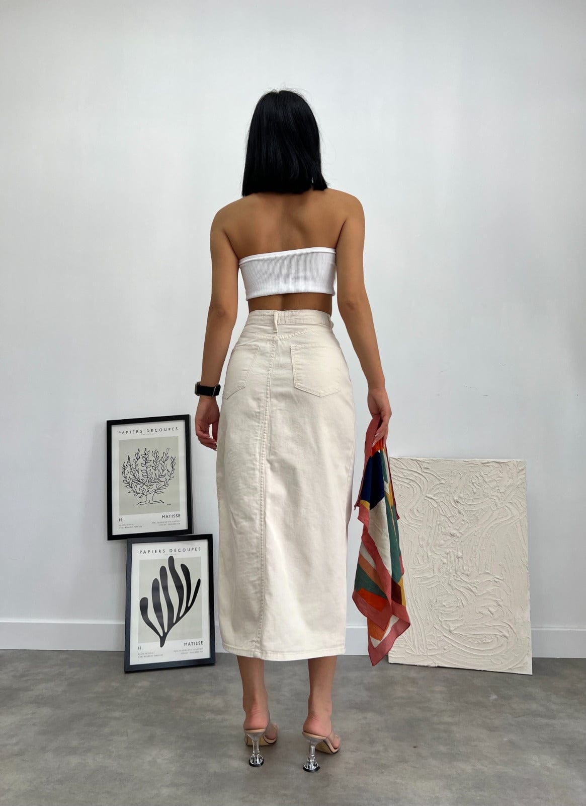 777 PLUS DENIM Womens Bottoms 777 PLUS DENIM - Side-Slit Denim Skirt