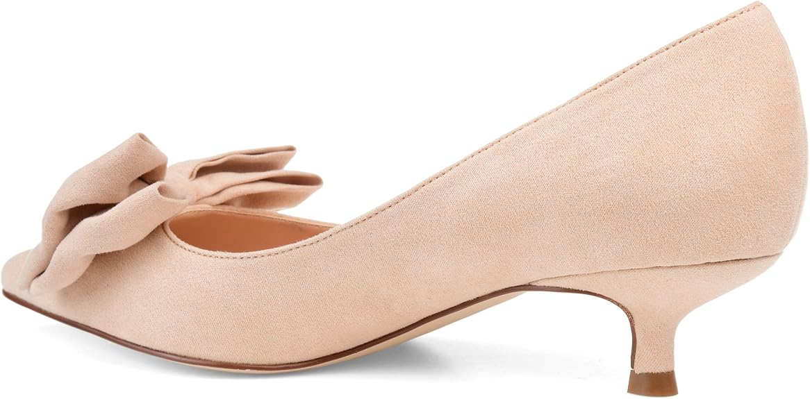 JOURNEE COLLECTION - Pointed Toe Bow Pump Heel