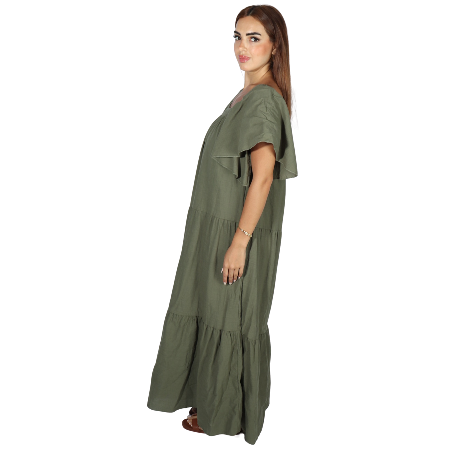 SHEIN - Butterfly Sleeve Shirred Dress