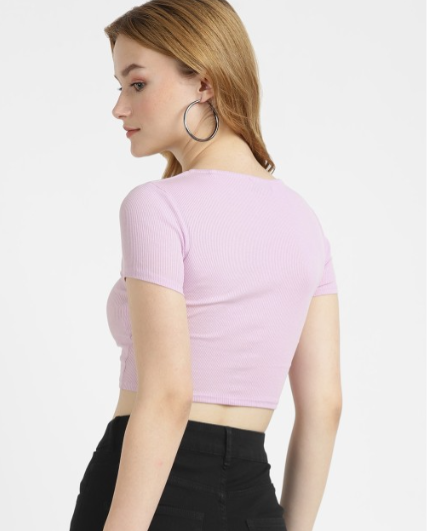 ALCOTT - Rushed front ribbed simple crop top