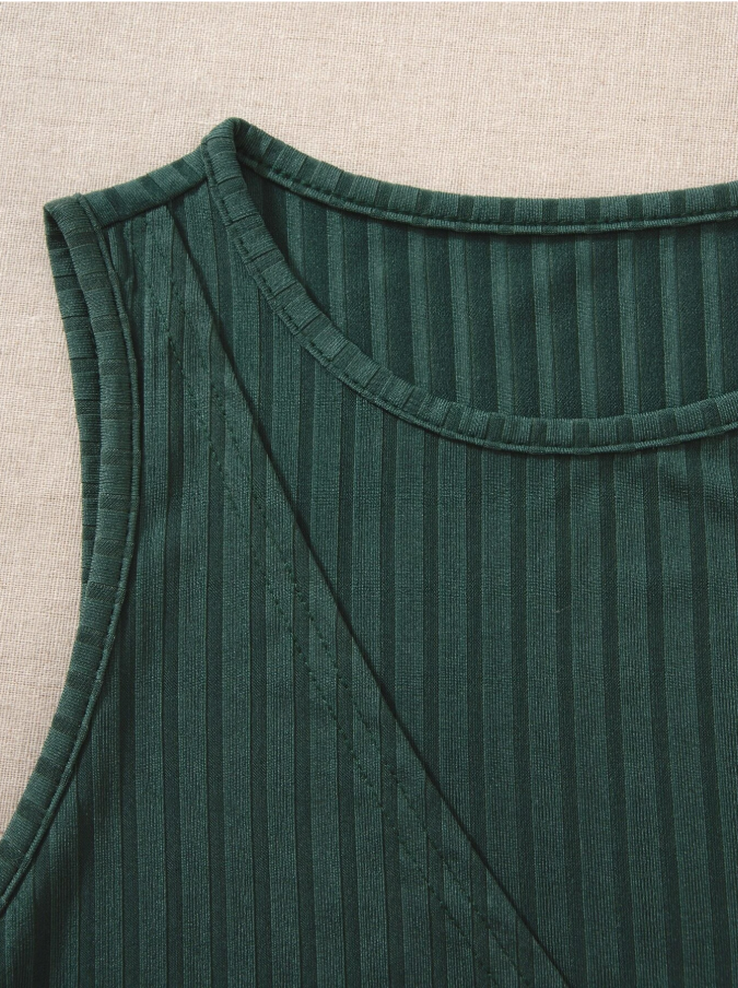 SHEIN - Crisscross Tie Back Rib Knit Tank Top