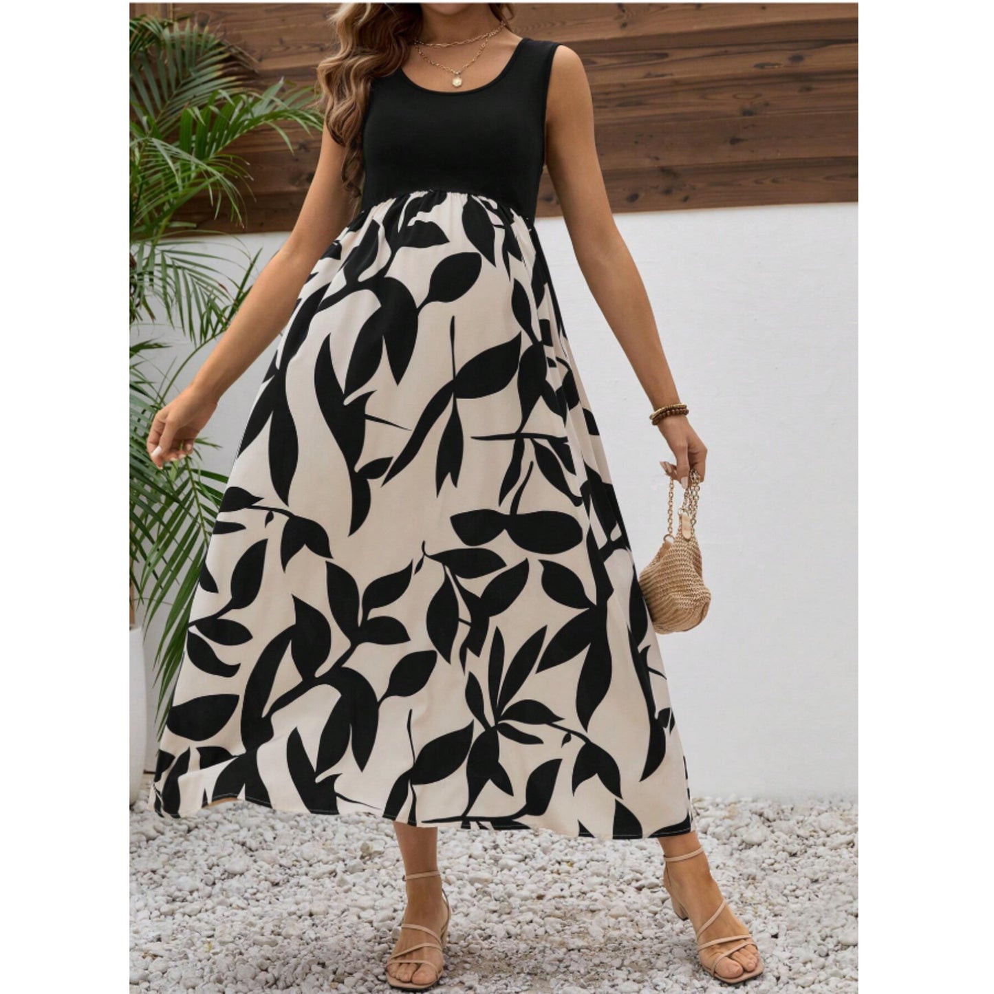 SHEIN - Printed Sleeveless Maternity Dress