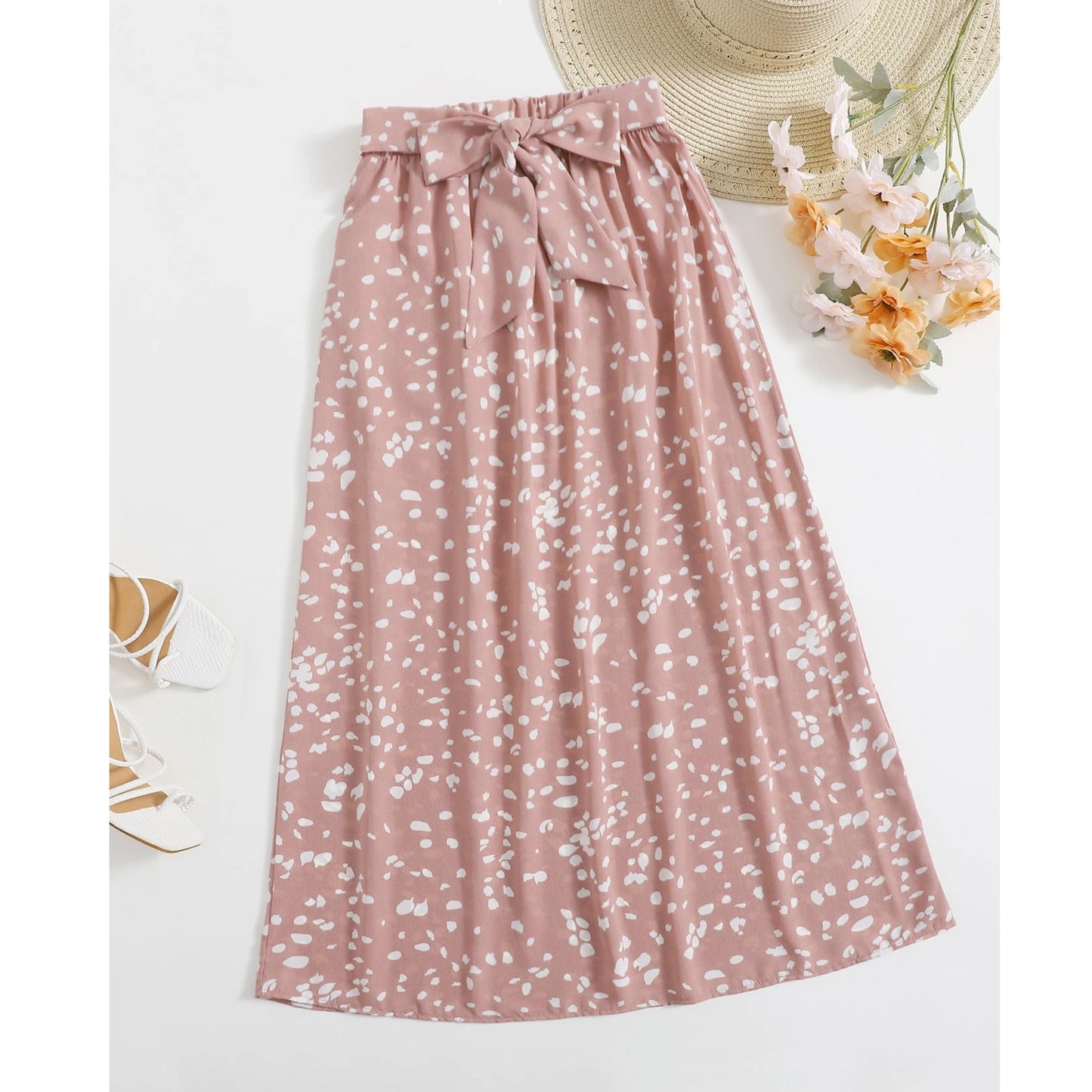 SHEIN - All-Over Print Tie Front Skirt