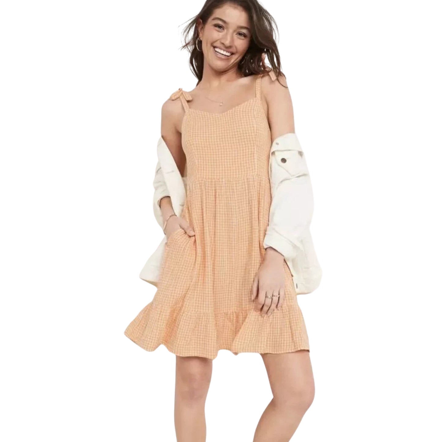 OLD NAVY - Fit & Flare Tie-Shoulder Gingham Mini Dress