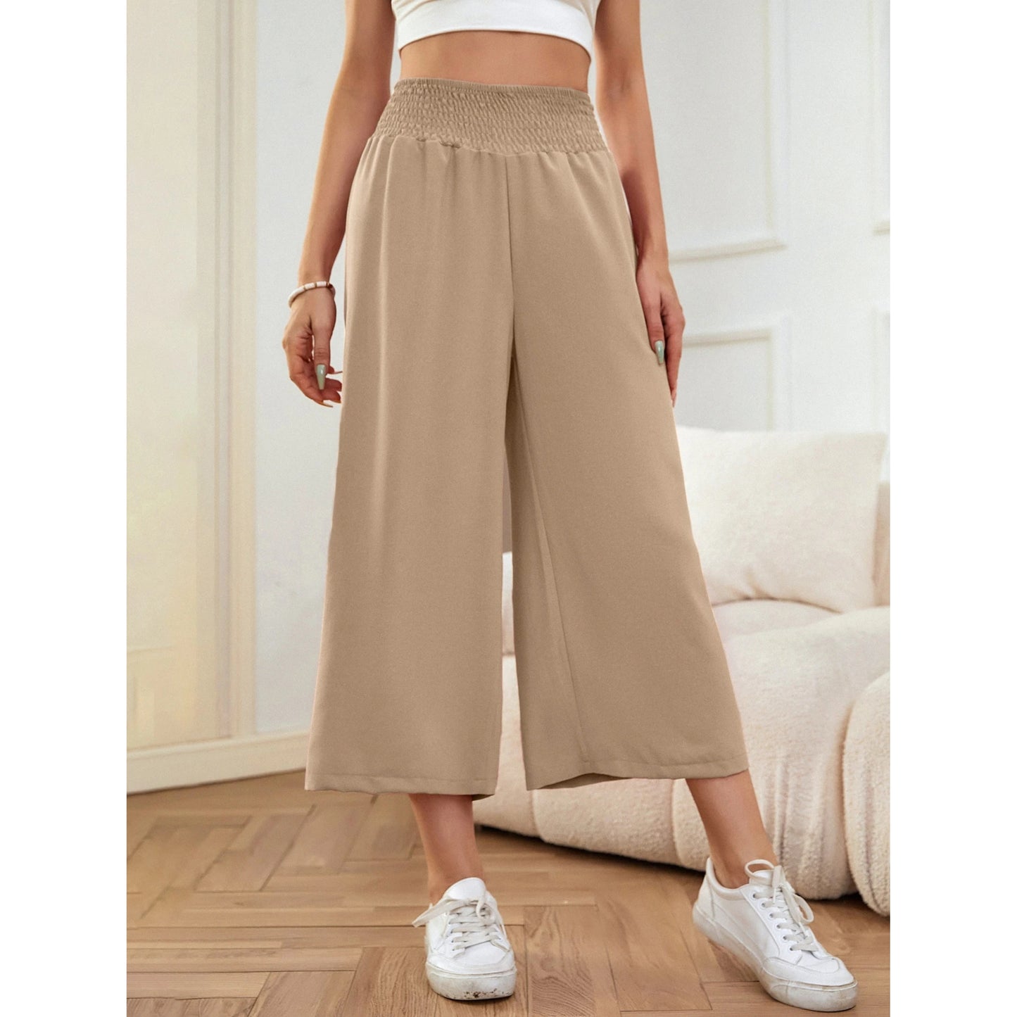 SHEIN - Ribbed Waist Wide Leg Pant