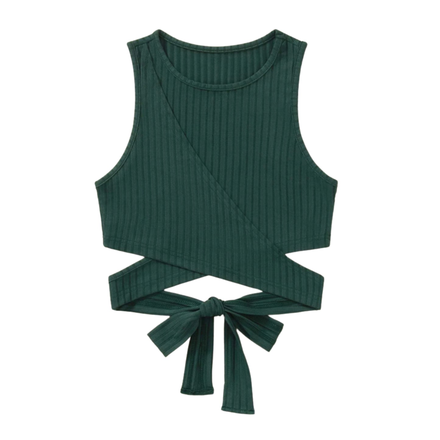 SHEIN - Crisscross Tie Back Rib Knit Tank Top