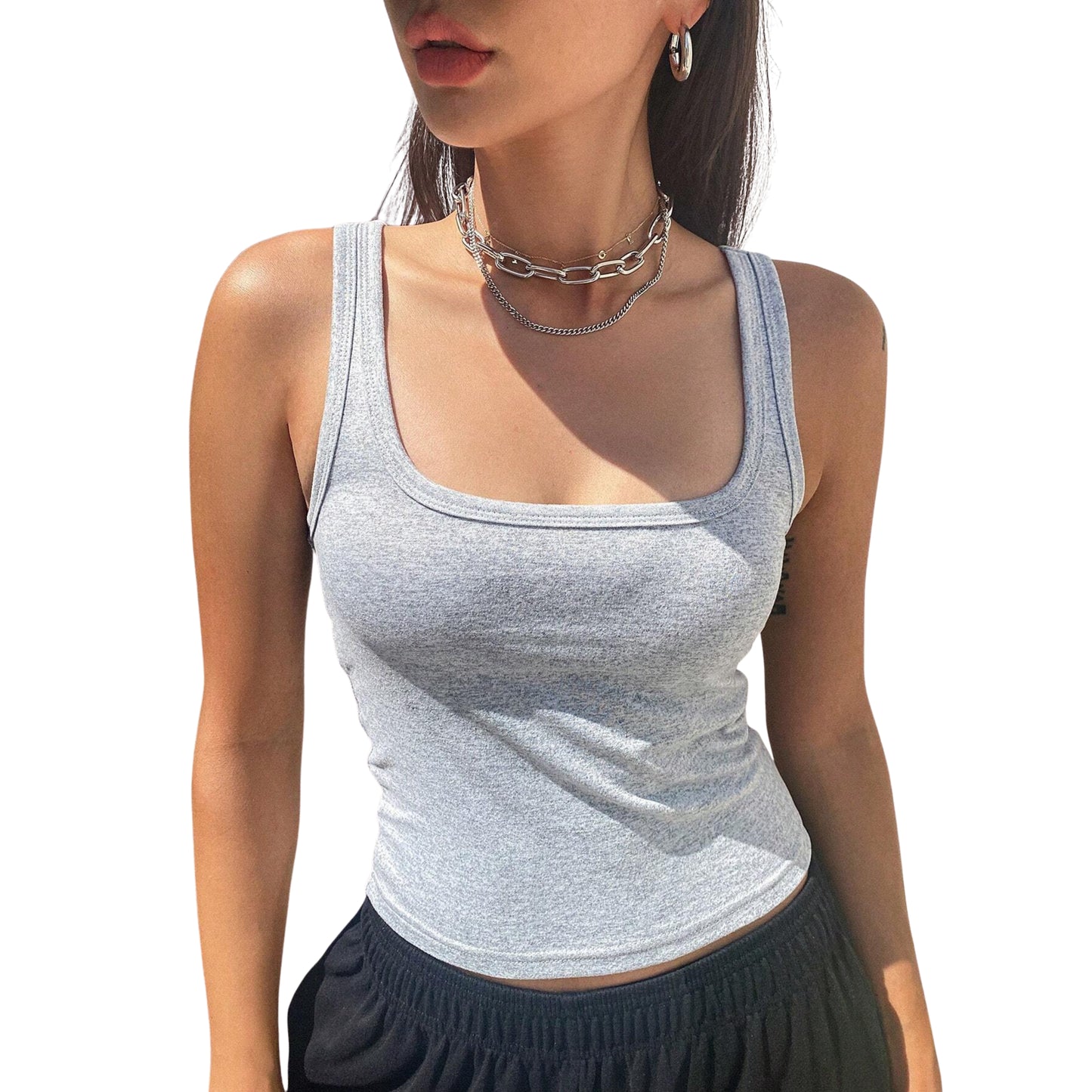 SHEIN - Solid Color Fitness Tank Top