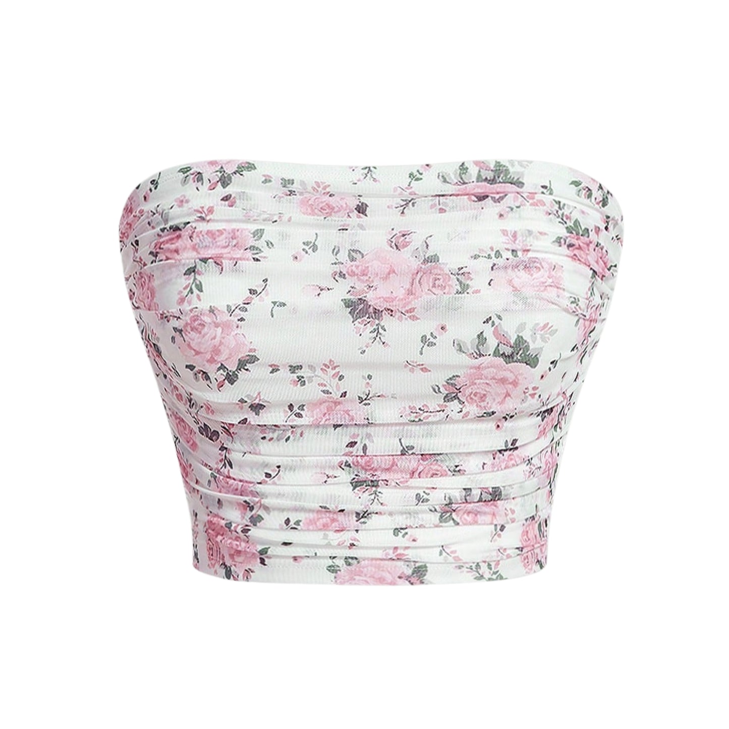 SHEIN - Print Pleated Tube Top