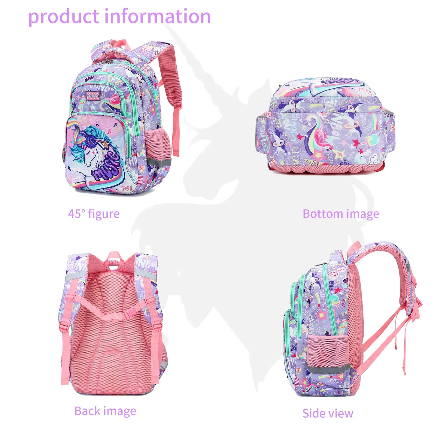 CUSANGEL - Unicorn Dinosaur Backpacks Children Schoolbags