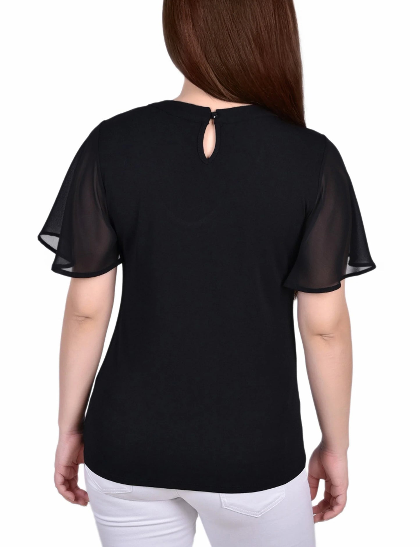 NY COLLECTION - Short Flutter Sleeve Top