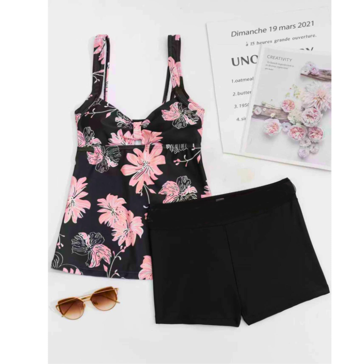 SHEIN - Floral print shorts top tankini