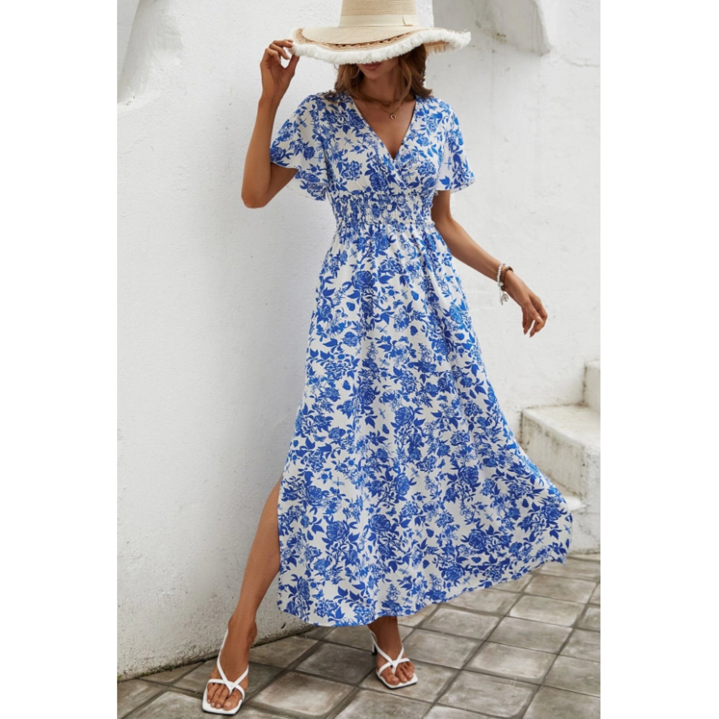 SHEIN - Double split floral print long dress